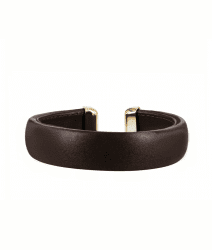 Astrid & Agnes Ava armband 15 mm brunt läder och guldpläterat stål