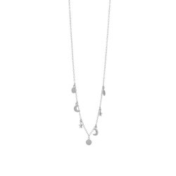 Susanne Friis Björner Halsband ankare 40-45 cm, silver, små borstade stjärnor, månar och solar