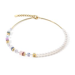 Coeur de Lion GeoCUBE® Precious Fusion Pearls halsband i flerfärgad pastell