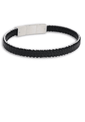 By Billgren Lio läderarmband svart/stål