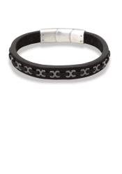 By Billgren Lennox läderarmband stål svart