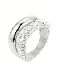 By Jolima Big double crystal ring stål 17mm