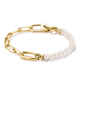 Thomas Sabo Charm armband med gem och pärlor connect länk förgyllt silver