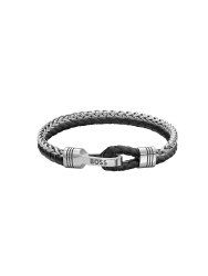 Boss Jaxon armband läder svart/stål