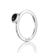 Efva Attling Love Bead Ring Silver - Onyx