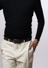 Skultuna Suede skärp mörkbrunt läder med silverpläterad mässing