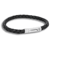 By Billgren Nobel armband i svart läder och silver 21cm