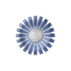 Georg Jensen Daisy brosch rodium pläterat silver och blå emalj 44 mm