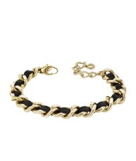 Astrid&Agnes Adelia läderarmband svart/guldpläterad stål