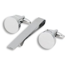 By Billgren Set manckettknappar+slipshållare stål