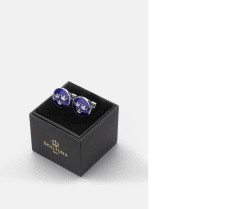 Skultuna Manchettknappar tre kronor silver/royal blue d22
