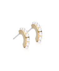 Blomdahl Pendant mixed curved örhänge gold titan crystal/white 15mm