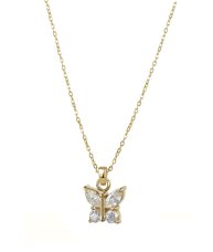 Astrid & Agnes Young Juni halsband guldpläterad stål/CZ med hänge 36cm-6