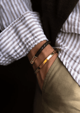 Skultuna Läder armband 6 mm Guld/Svart