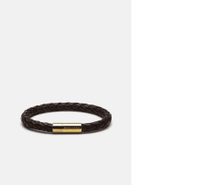 Skultuna Armband läder 6 mm guld/brun storlek L