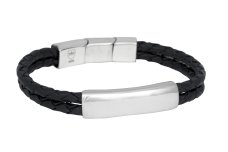 By Billgren Nobel Läderarmband svart/silver 