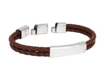 By Billgren Nobel Läderarmband brunt/silver