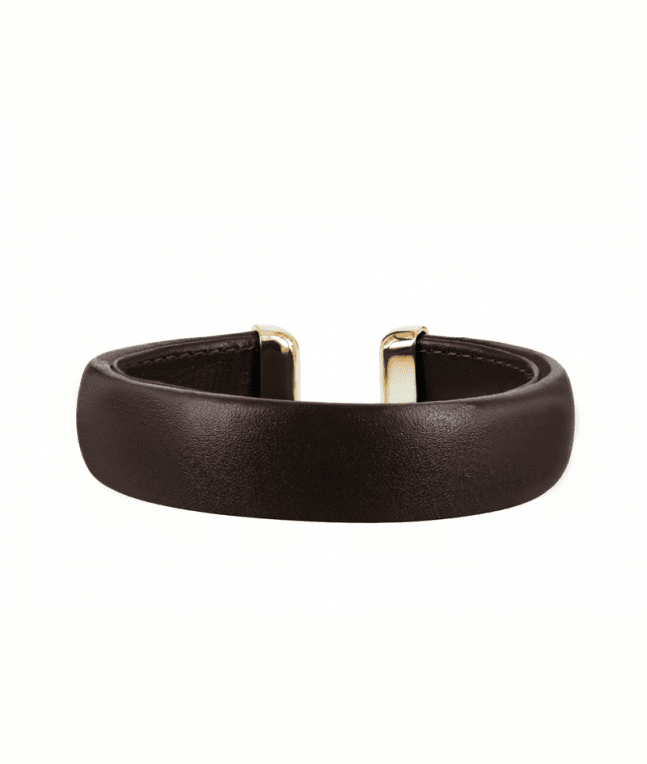 Astrid & Agnes Ava armband 15 mm brunt läder och guldpläterat stål