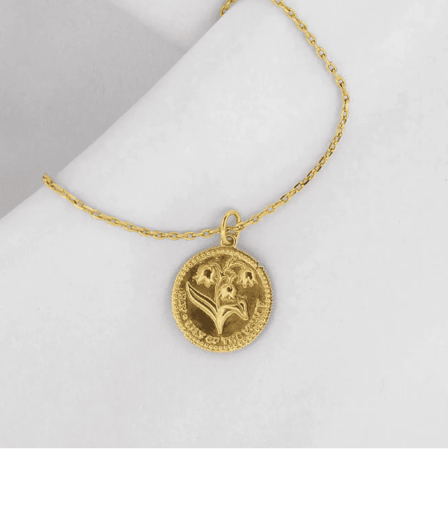 By Sofia Wistam Månadsblomma Maj halsband guldpläterad mässing