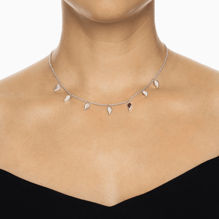 Efva Attling Sparle of Life multi halsband silver/ röd granat