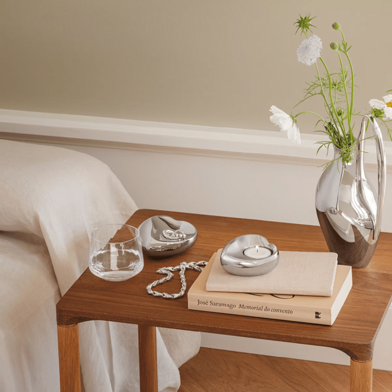 Georg Jensen Heart värmeljushållare i rostfritt stål