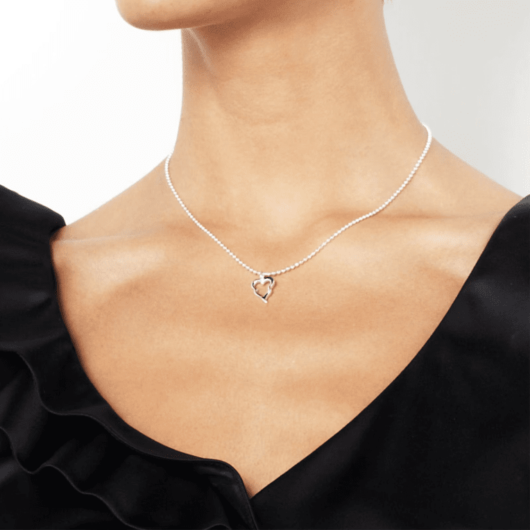 Efva Attling Little Crazy Heart halsband silver 45cm