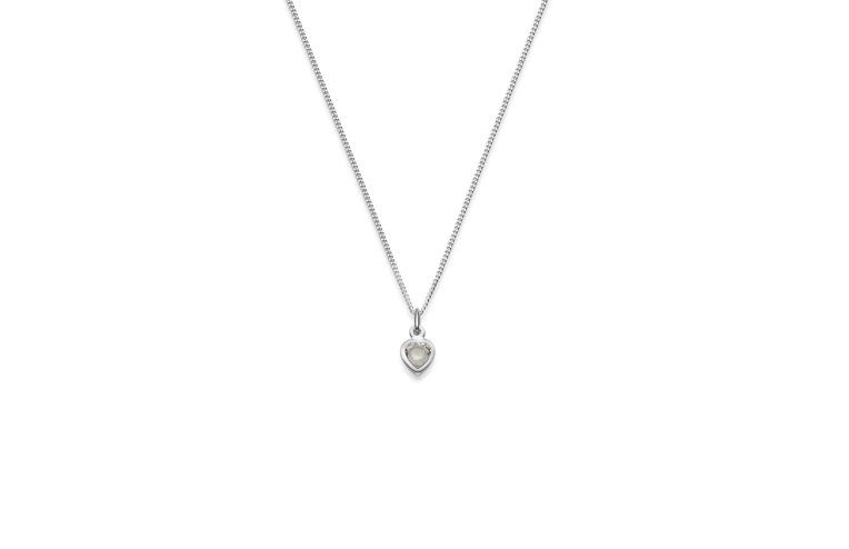 Svedbom Månadssten hjärta april vit sten 34 cm silver