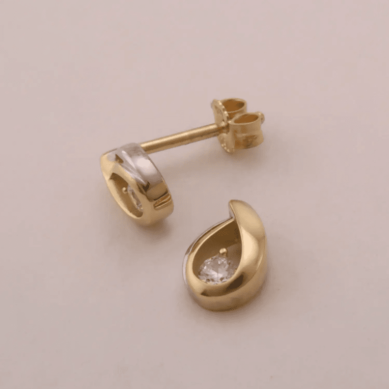 Guld Carlsèn Örhänge med cubic zirkon tvåfärgat guld 18 k