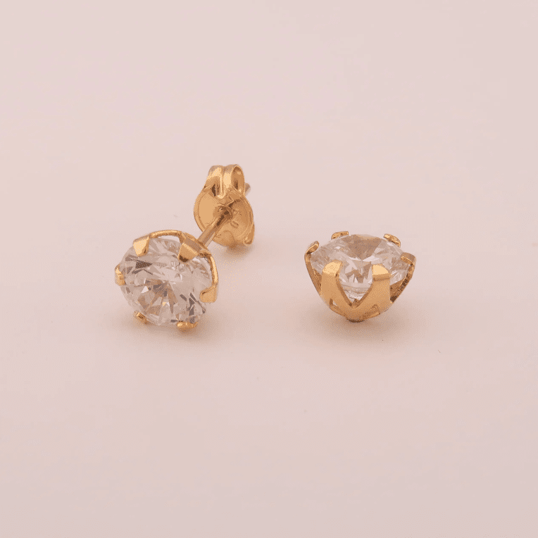 Guld Carlsèn Örhänge 5 mm med cubik zirkon rg 18 k