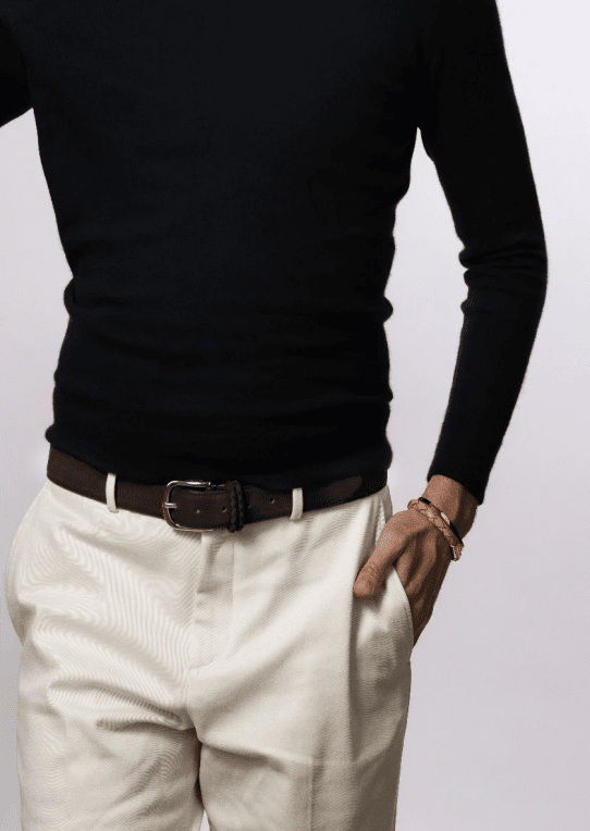 Skultuna Suede skärp mörkbrunt läder med silverpläterad mässing