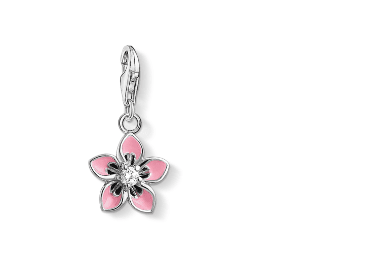 Thomas Sabo Charm-hängsmycke rosa blomma silver