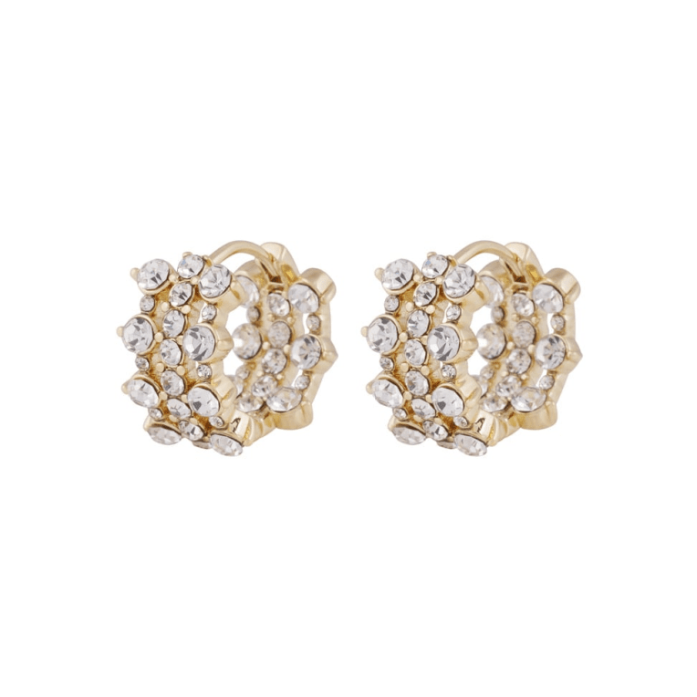 Snö of Sweden Sprinkles small tripple crystal ring örhänge guldpläterad mässing