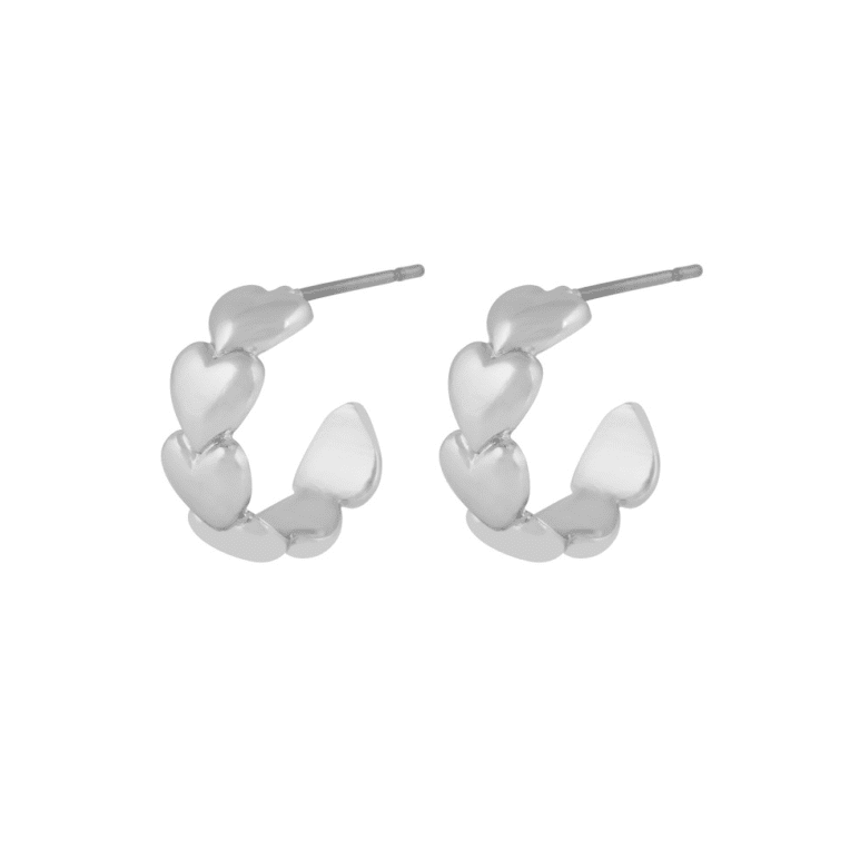 Snö of Sweden Lovely heart pin örhänge plain silverpläterad mässing