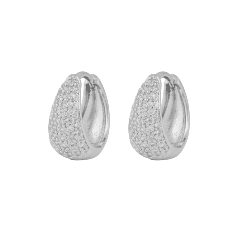 Snö of Sweden Essential Honey crystal small oval örhänge silverpläterad mässing