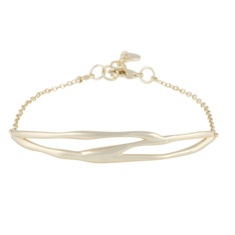 Snö of Sweden Wave armband plain guldpläterad mässing