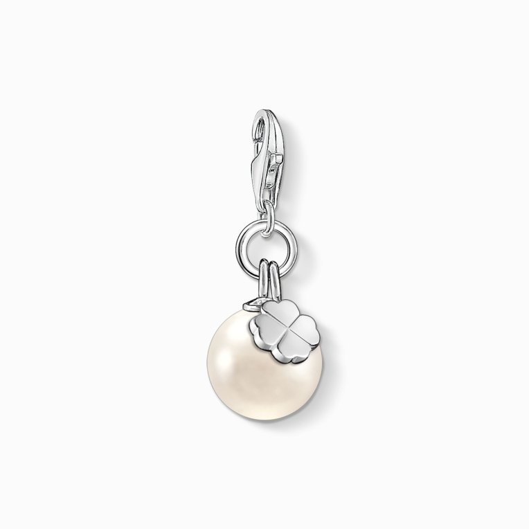 Thomas Sabo Charm-hängsmycke Pärla med klöverblad silver