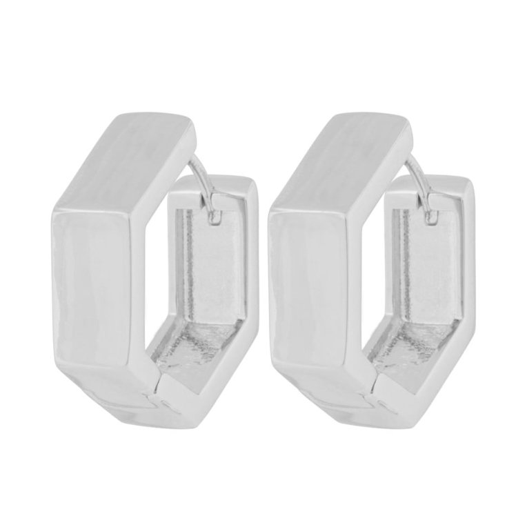 Snö of Sweden Brick slätt örhänge silverpläterad mässing