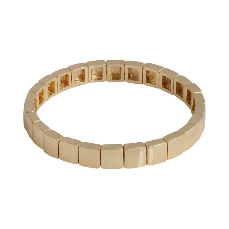 Snö Of Sweden Brick armband elastiskt guldpläterad mässing