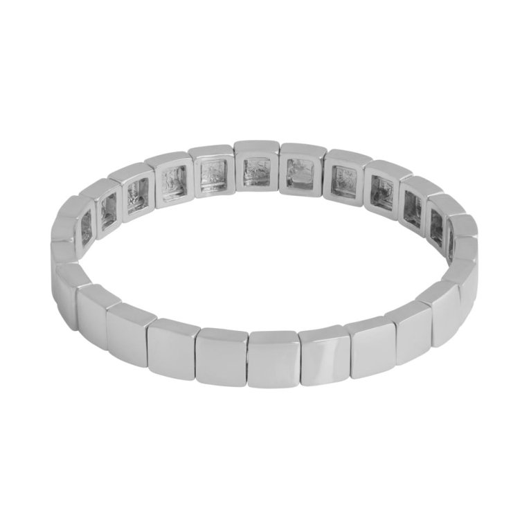 Snö of Sweden Brick armband elastiskt silverpläterad mässing