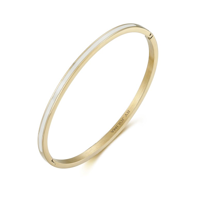 By Jolima Poppy mini bangle vit guldpläterat stål