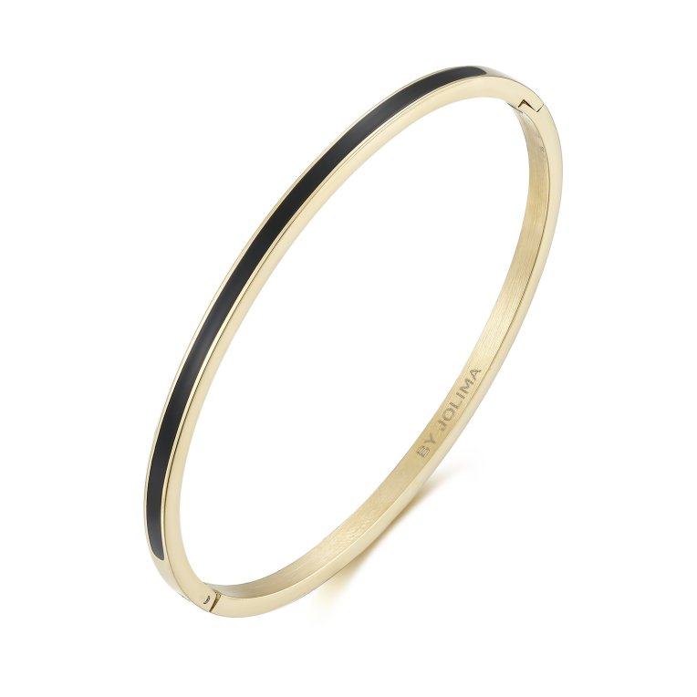 By Jolima Poppy mini bangle svart guldpläterat stål