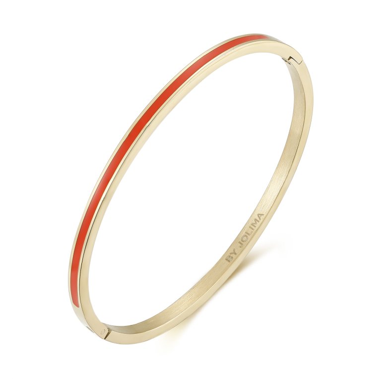 By Jolima Poppy mini bangle orange guldpläterat stål