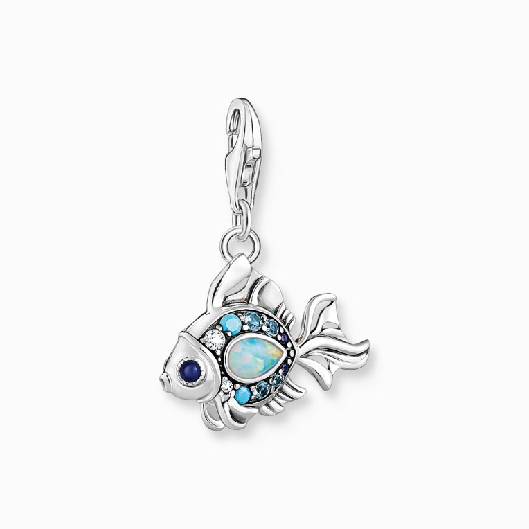 Thomas Sabo Charm-hängsmycke fisk med vita stenar silver