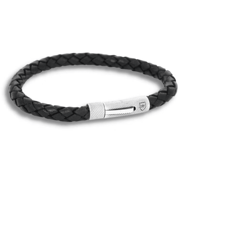 By Billgren Nobel armband i svart läder och silver 21cm