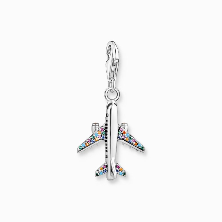 Thomas Sabo Charm-hängsmycke med färgglad flygplan silver