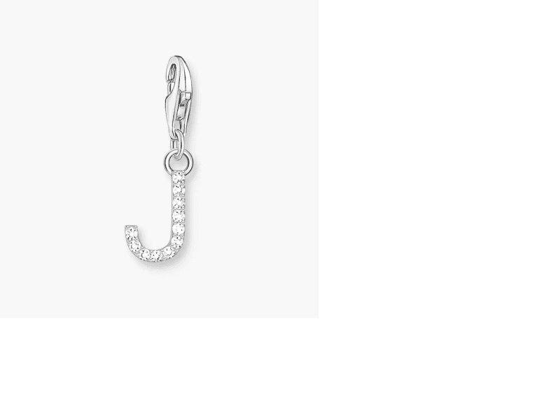Thomas Sabo Charm-hängsmycke bokstaven J med vita stenar silver