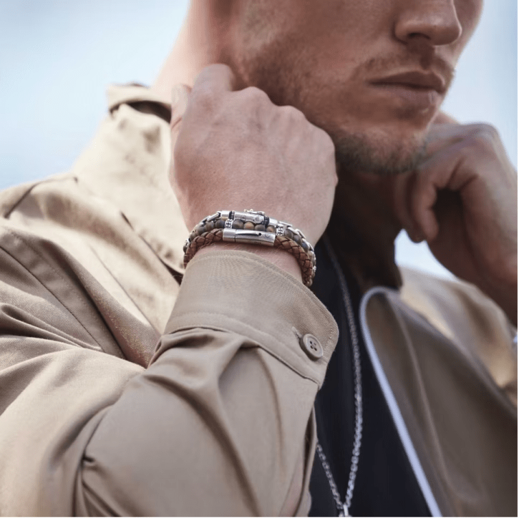 By Billgren Nobel armband i brunt läder och silver 20cm