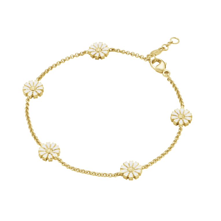 Georg Jensen Daisy armband i fg silver vit emalj
