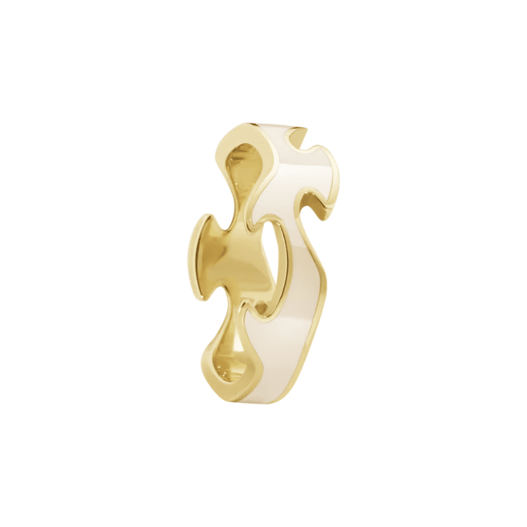 Georg Jensen Fusion mittring 18k guld cremevit