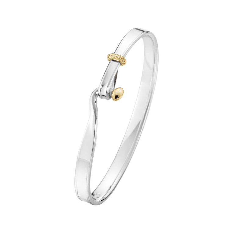 Georg Jensen Torun armring silver/YG med champagne diamanter 0,08 ct stl M